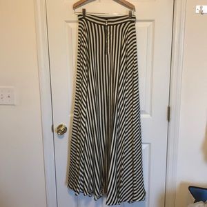 Women's Striped Maxi Skirt - Black/White